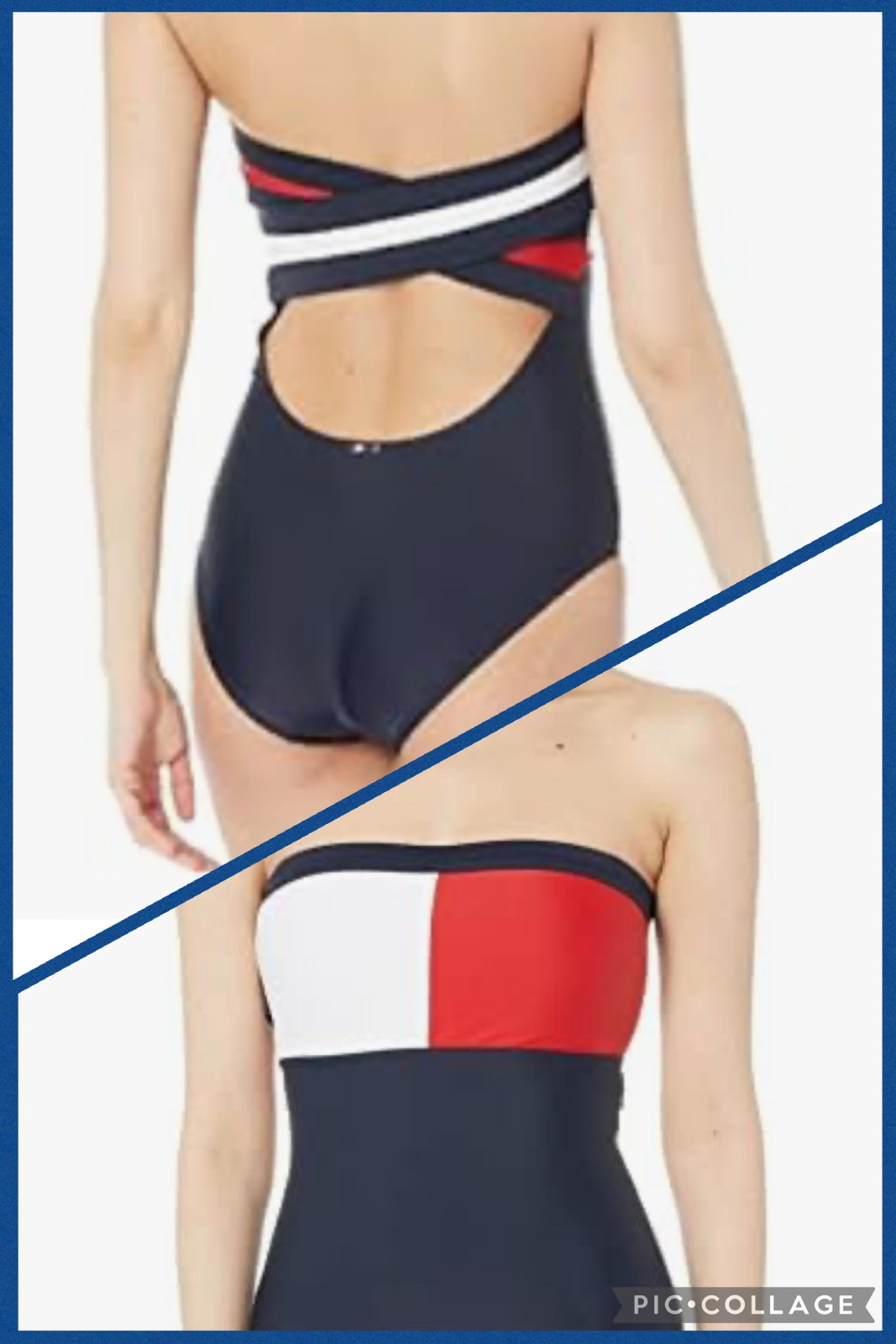Tommy Hilfiger One Piece Swimsuit - Navy, Red, and White