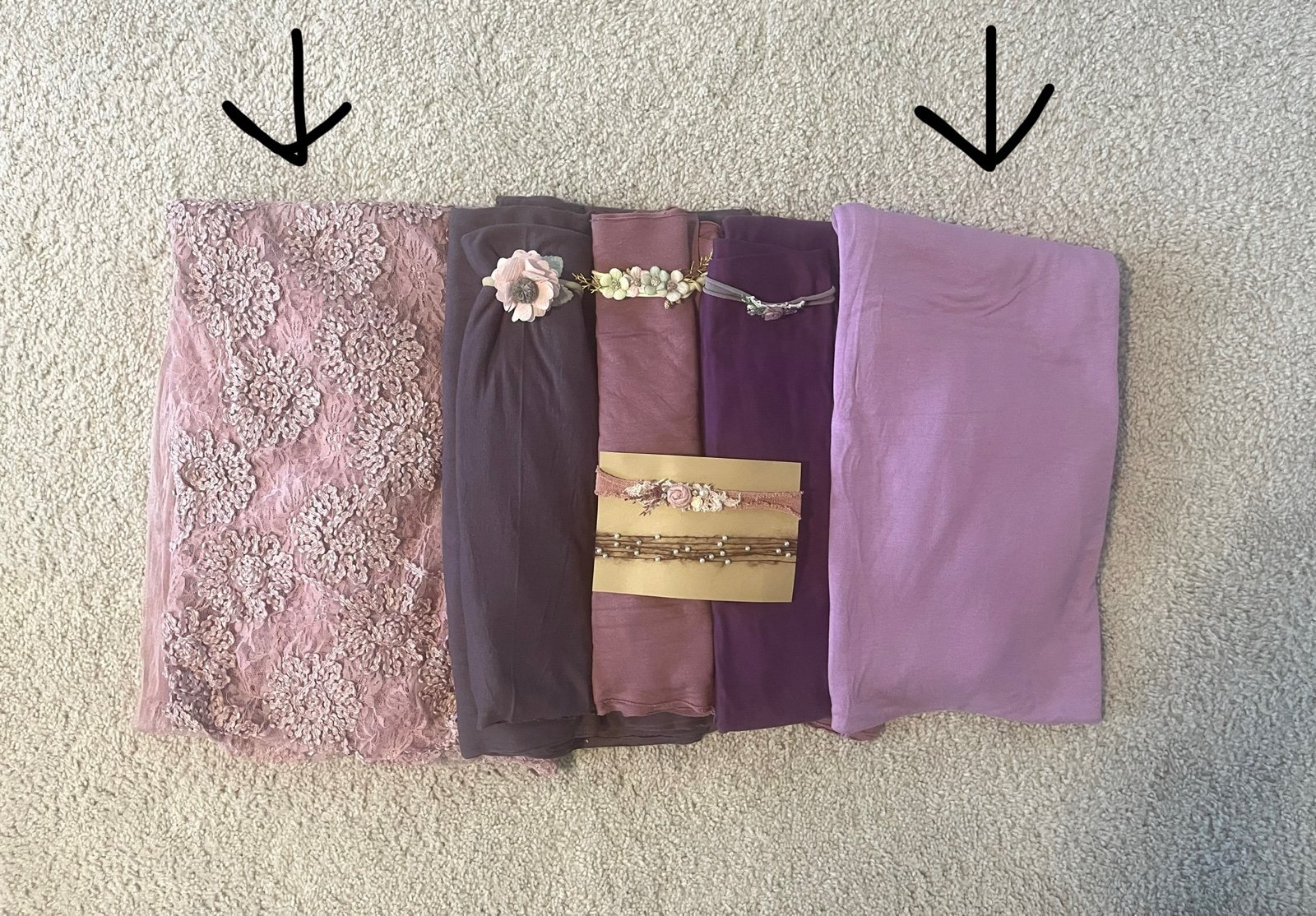Newborn photography posing backdrops, wraps, and headbands set