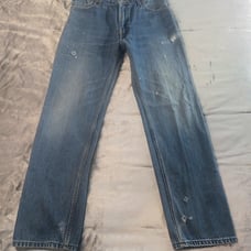 Re/Done Levi's size 27 Distressed Holes High Rise Medium Wash Straight Leg