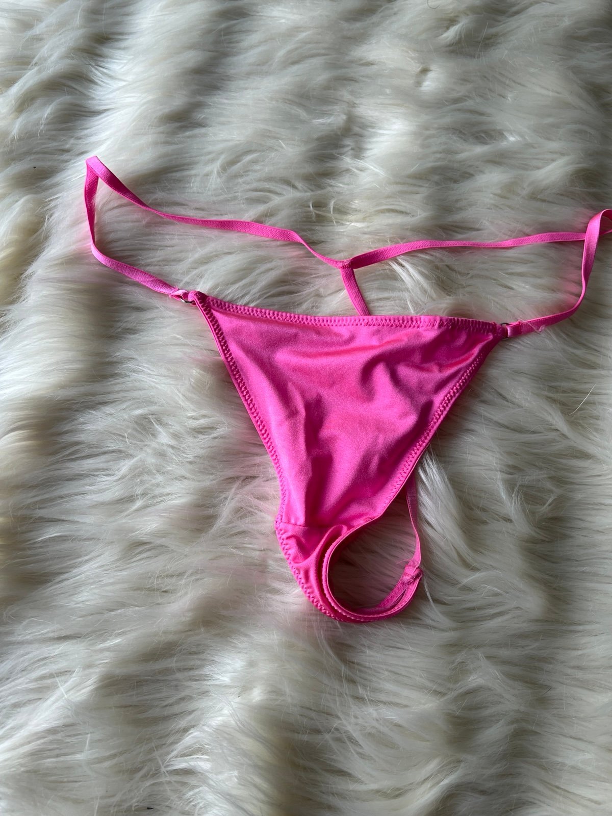 Satin Pink Thong G-String Size L