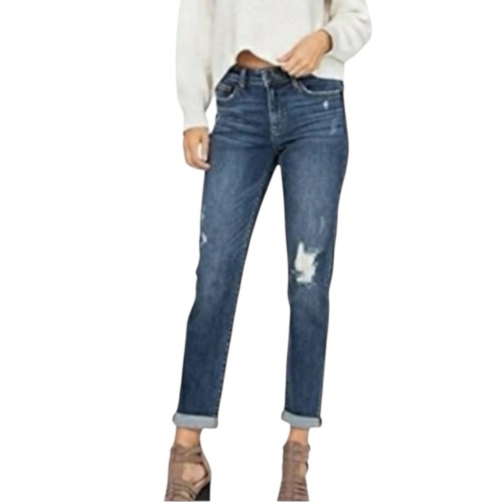 Judy Blue Mid-Rise Distressed Boyfriend Jeans Slim Fit Size 3/26
