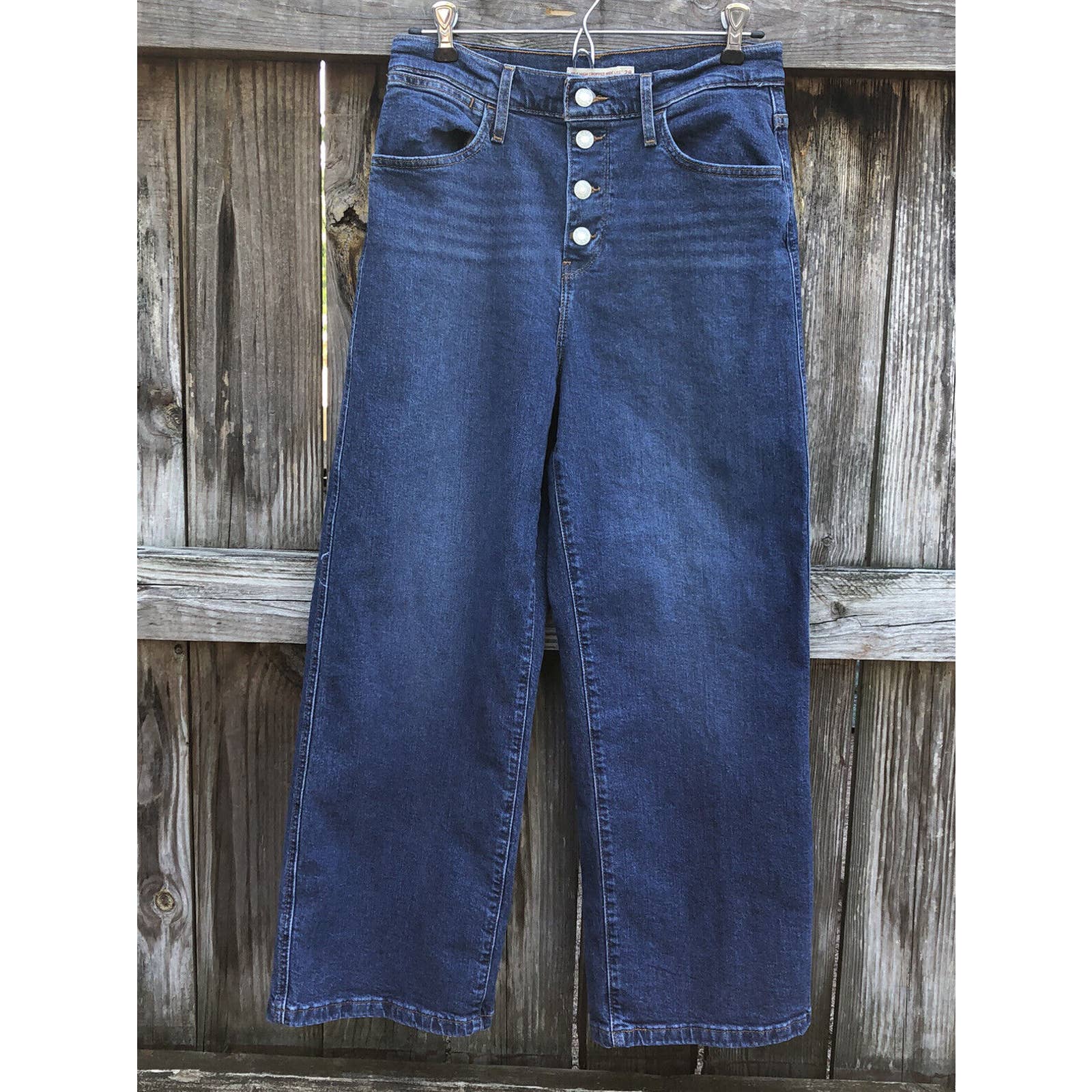 Levis Mile High Cropped Wide Leg Button Fly Jeans Womens Size W28 L27