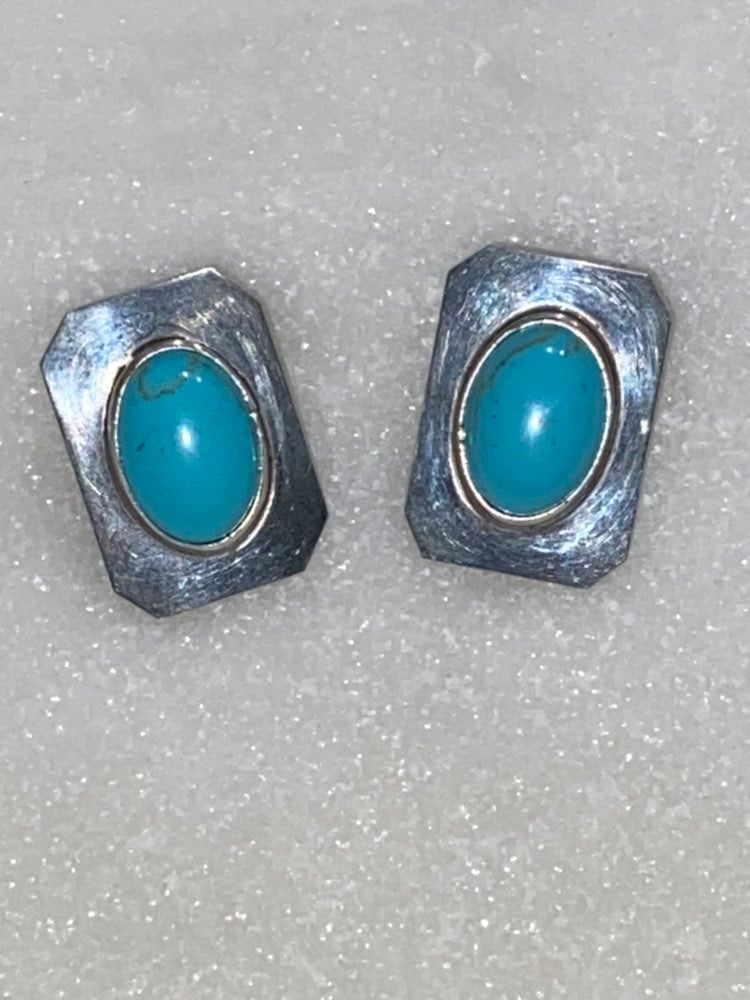 Turquoise Silver Post Earrings