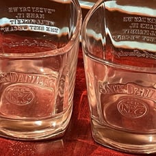 Jack Daniels NO 7 Clear Embossed Whiskey (3) Glasses 8 OZ 3-1/2