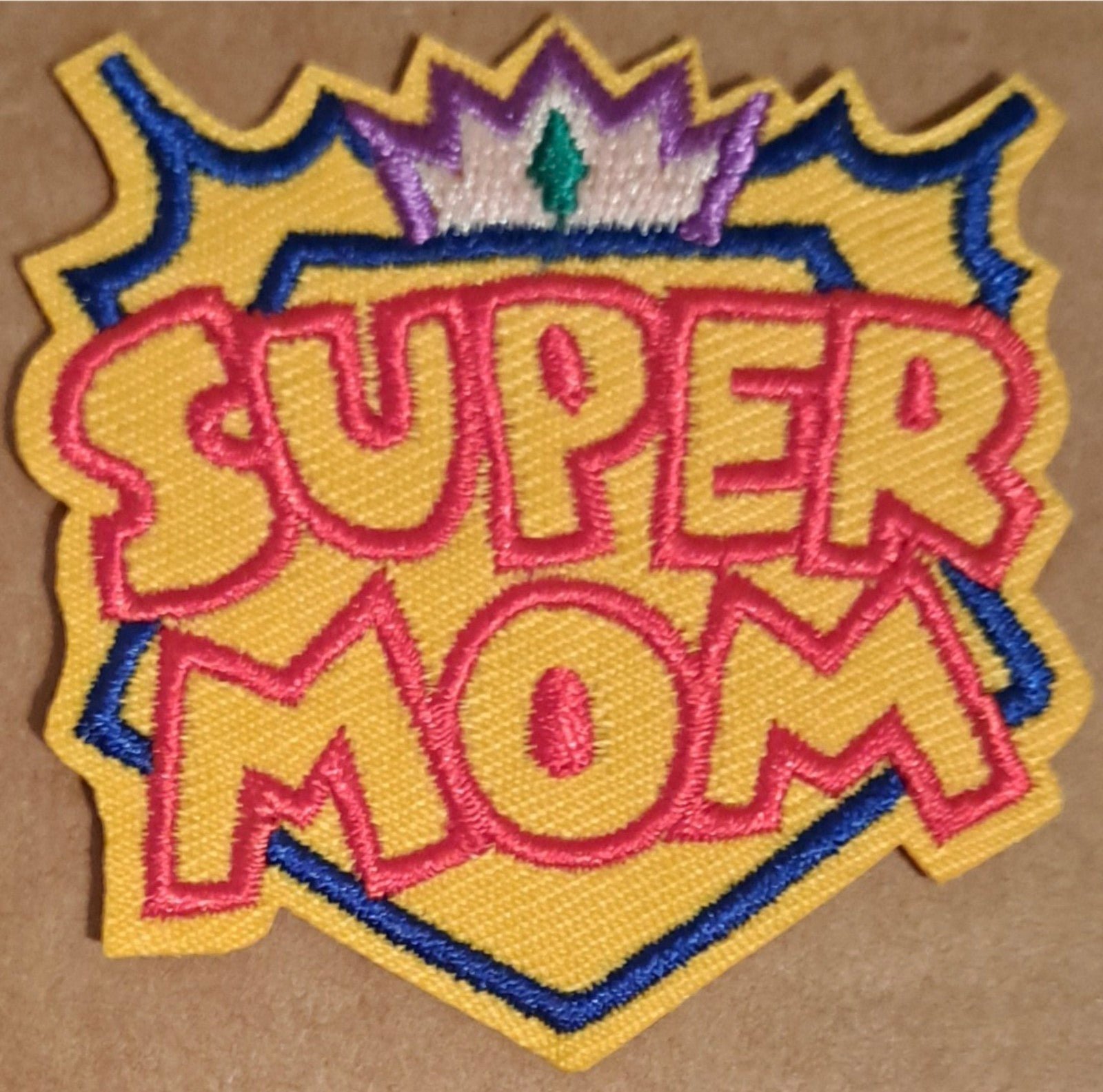 Super Mom embroidered Iron on patch 6 ct.