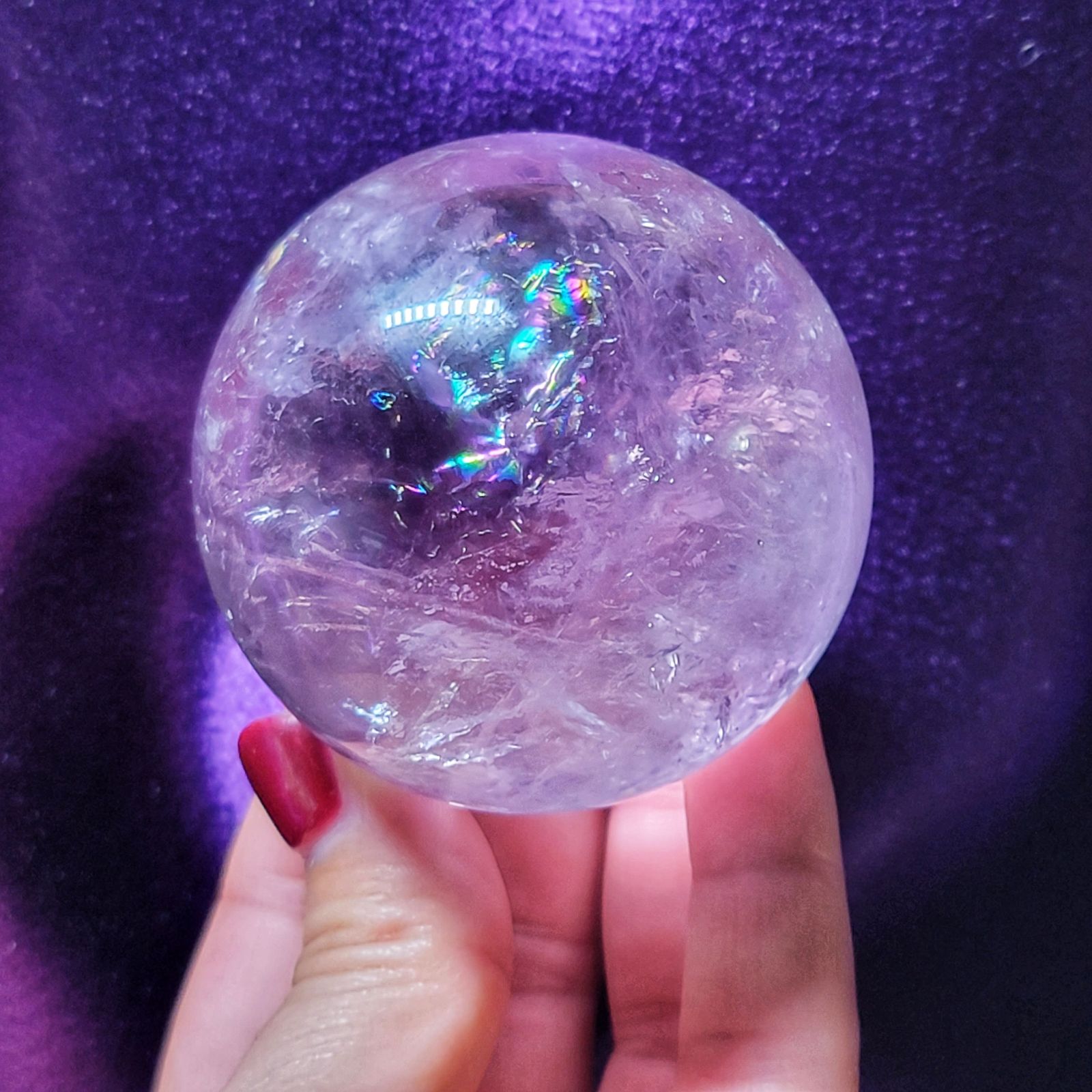 High Grade Gemmy Rainbow Amethyst Crystal Rock Sphere