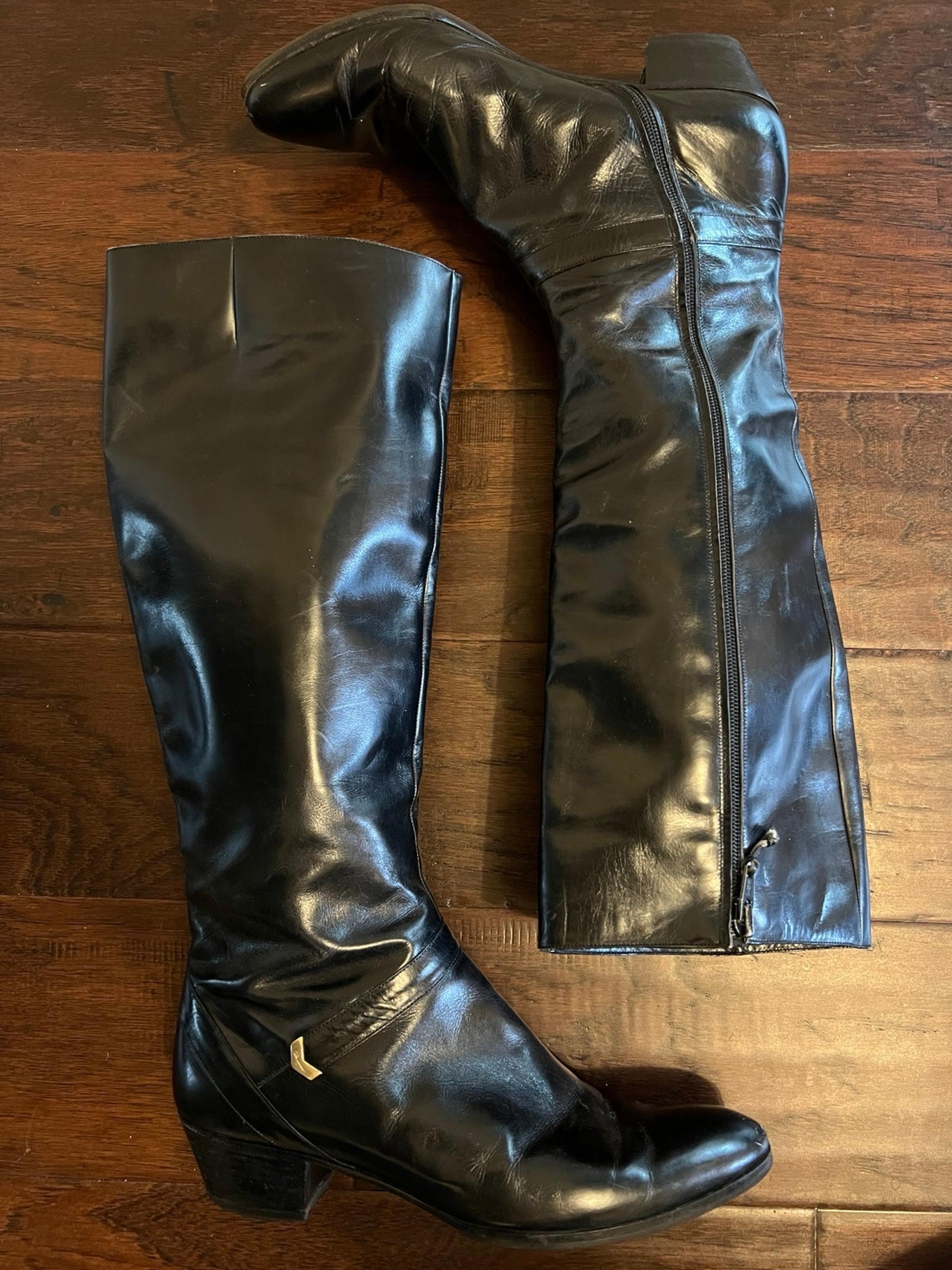 salvatore ferragamo boots vero cuoio tall leather riding boots 7.5 vintage