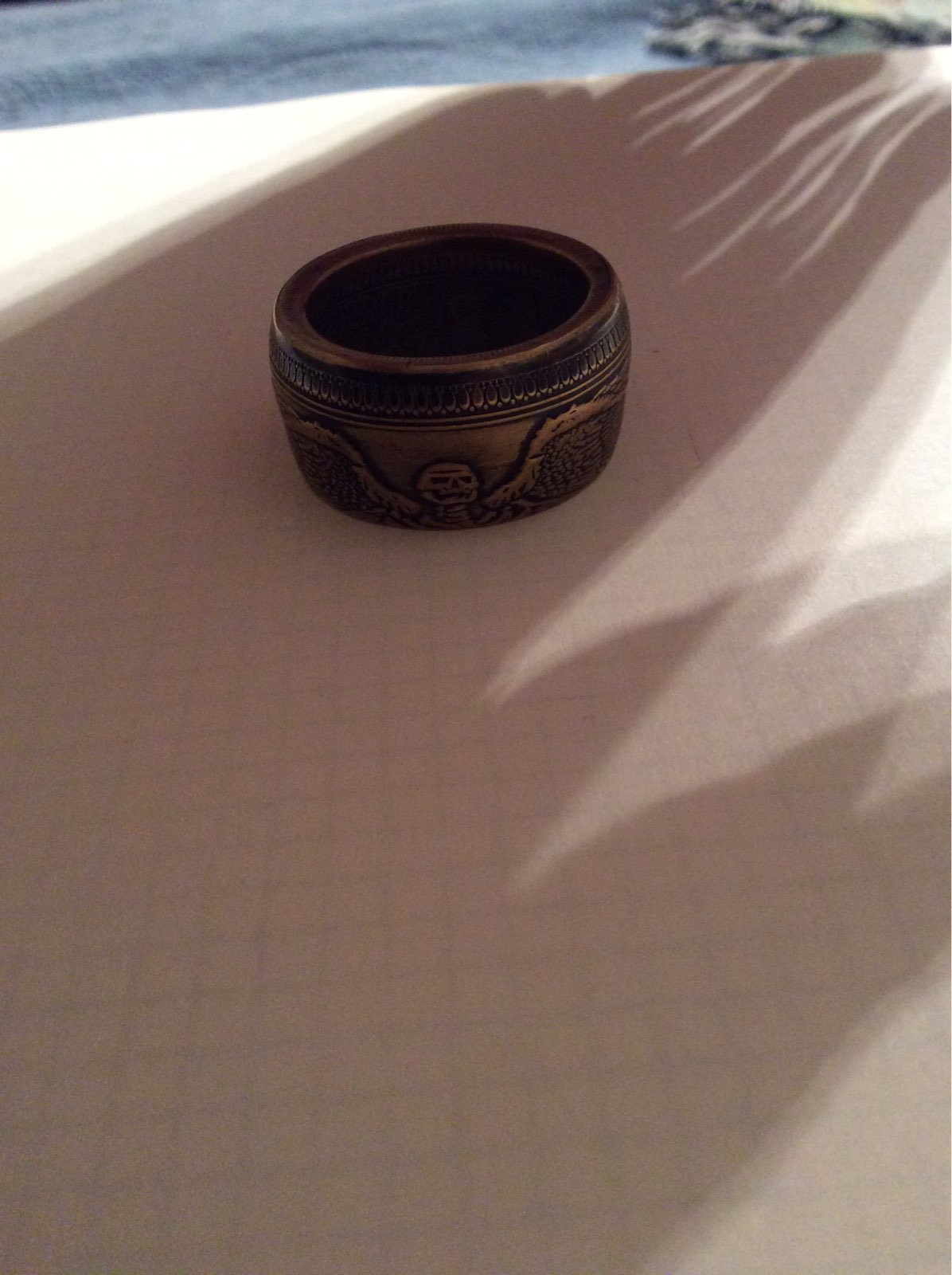 Handcrafted Large Biker Coin Ring