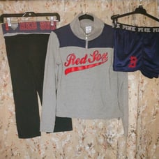 Pink by Victoria's Secret Red Sox Set Quarter zip pullover, leggings and shorts