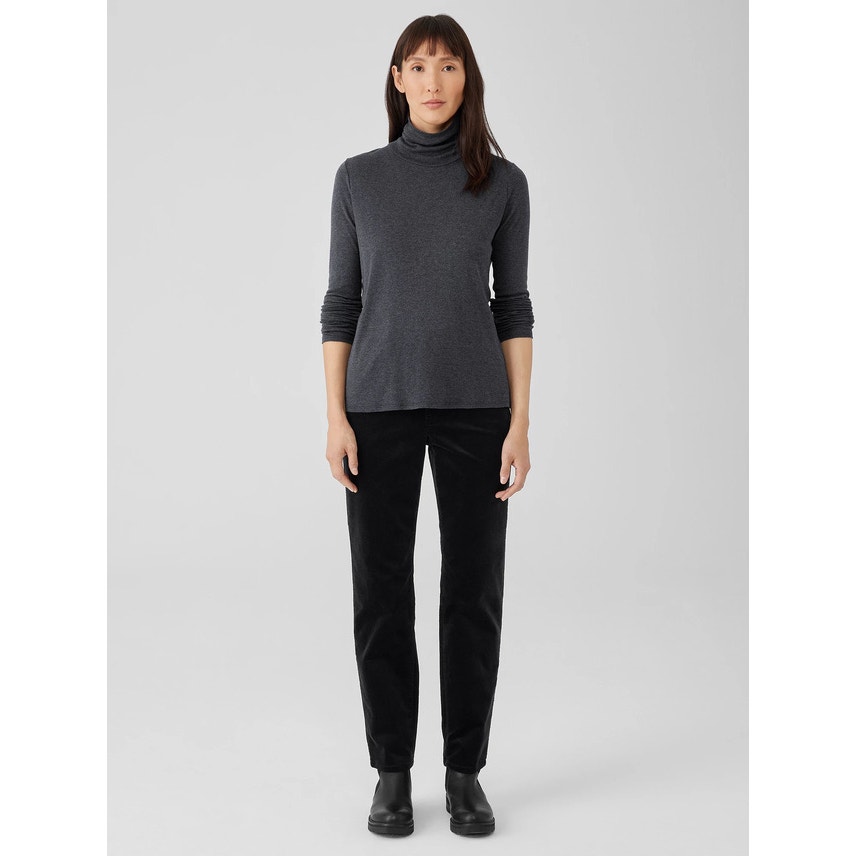 Eileen fisher Black Organic Cotton Stretch Velveteen Pant size SP