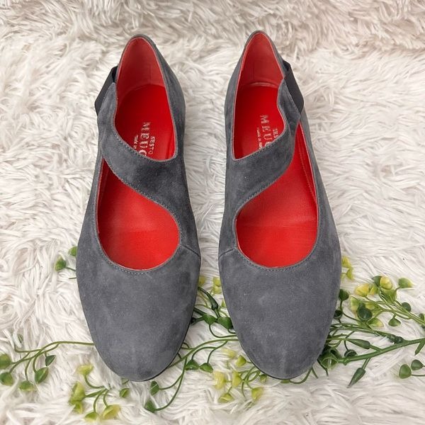 Sesto Meucci Gray Suede Asymmetric Strap Slip On Shoes sz 8 M Made in Italy NEW