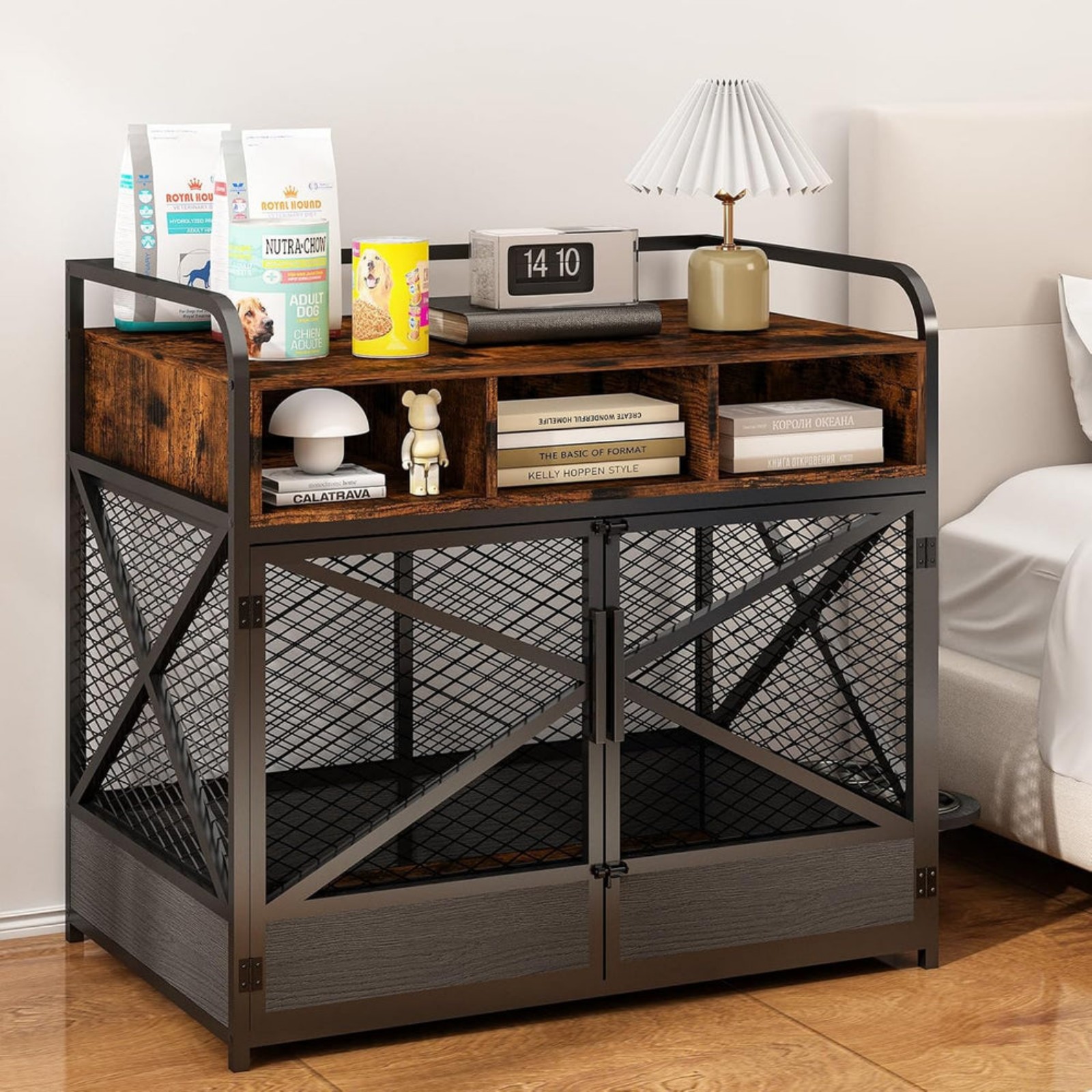 Wooden Dog Crate Furniture, 39'' L Dog Kennel Indoor for Large & Medium Dog