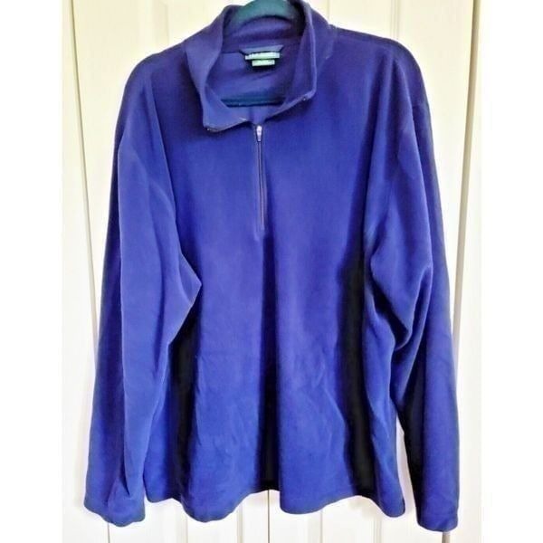 LL Bean Men's Extra Large Blue Fleece Pullover Sweatshirt Half Zip