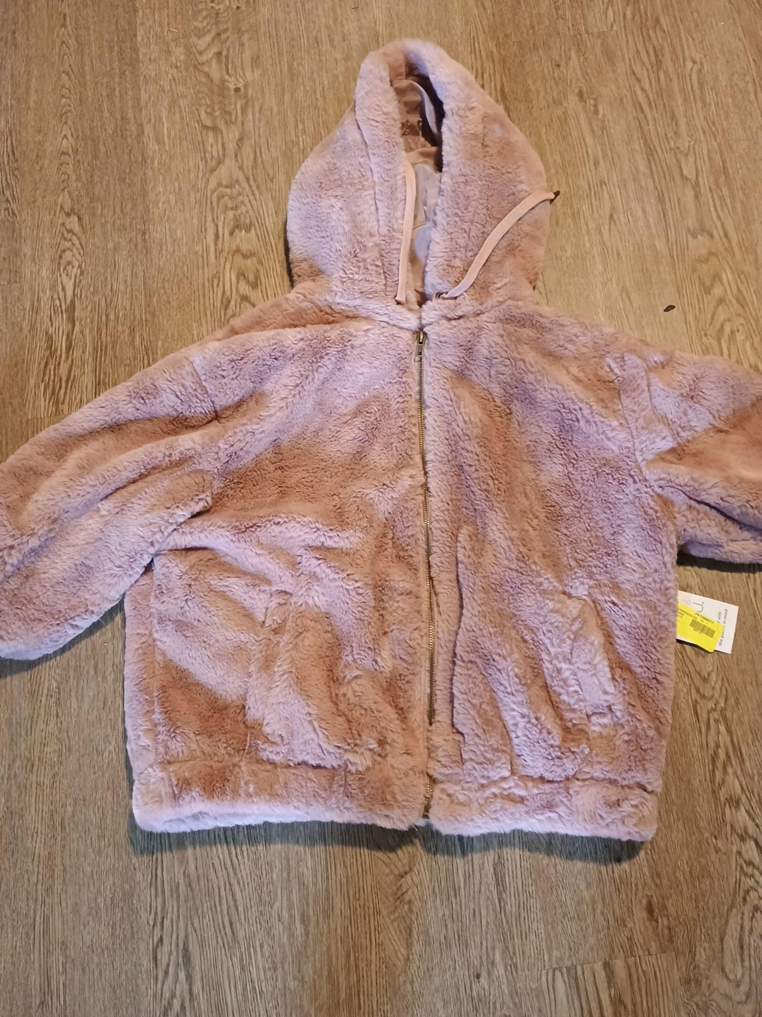 Time and Tru Women's Faux Fur Zip Up Hoodie Size S