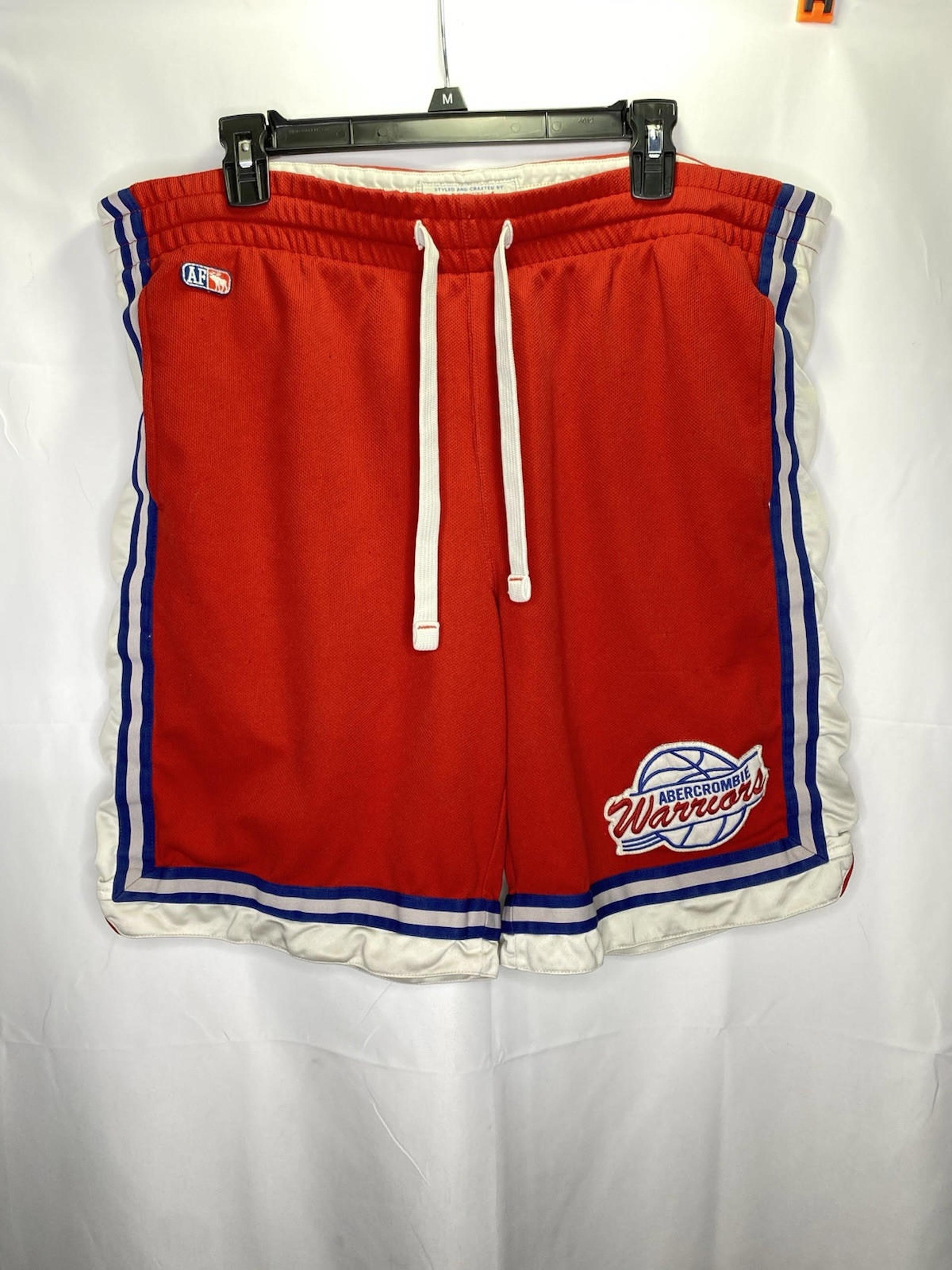 Vintage Abercrombie Fitch Basketball Shorts Mens Large Warriors Red White 90s