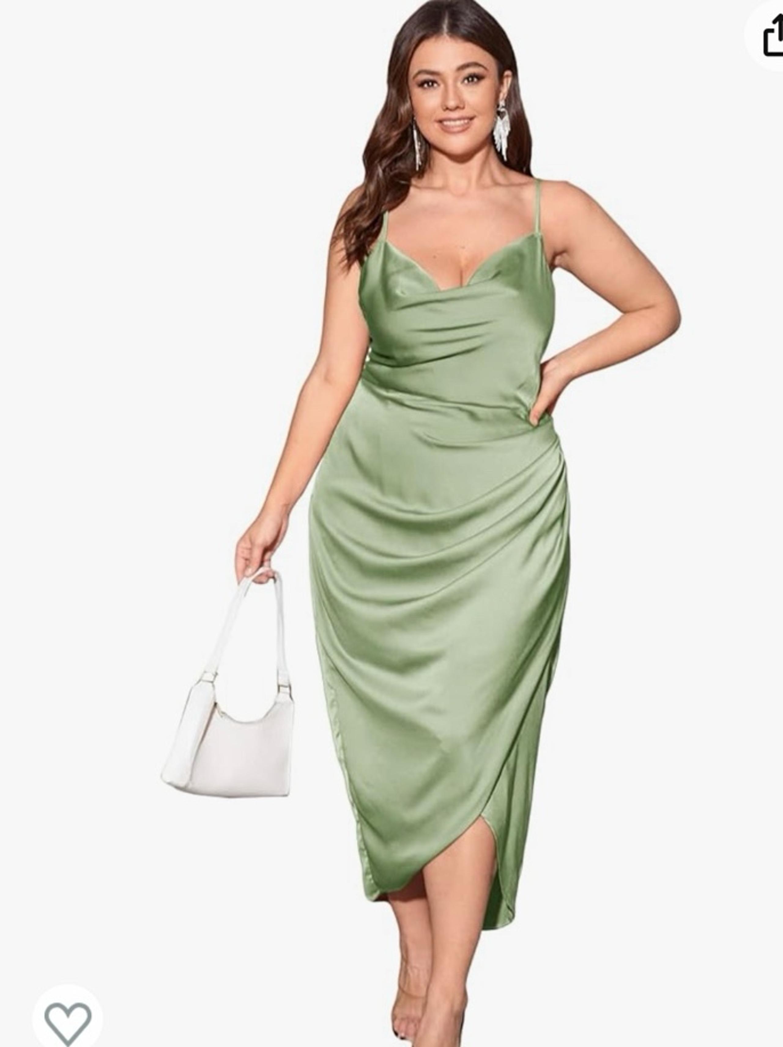 Dress Floerns Women's Plus Size Satin Spaghetti Strap Cowl Neck Wrap Party Cami