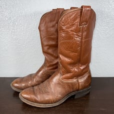 Vintage Nocona 123 Men’s Cowboy Boots Size 9 E Brown Bullhide (Good Heels)