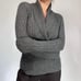 Lauren Ralph Lauren Womans Sweater Cashmere M Gray Cable Knit Shawl Collar