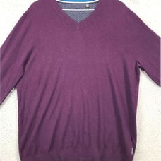 Ted Baker Sweater Adult XL Purple Wool Cashmere Blend V-Neck Knit Pullover Mens