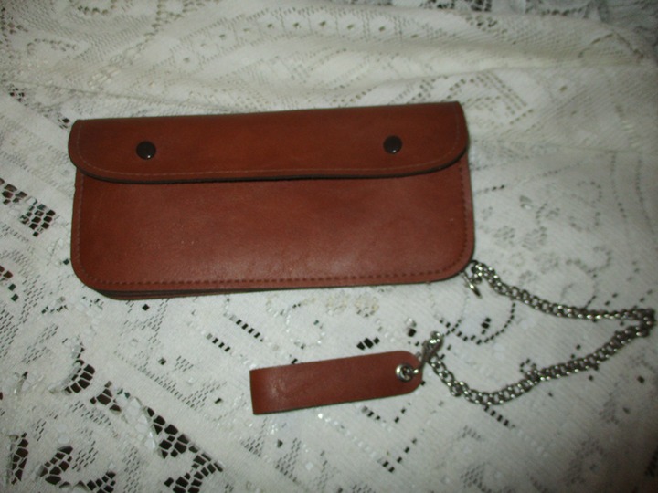 vintage Buxton British tan leather biker/trucker/chain wallet