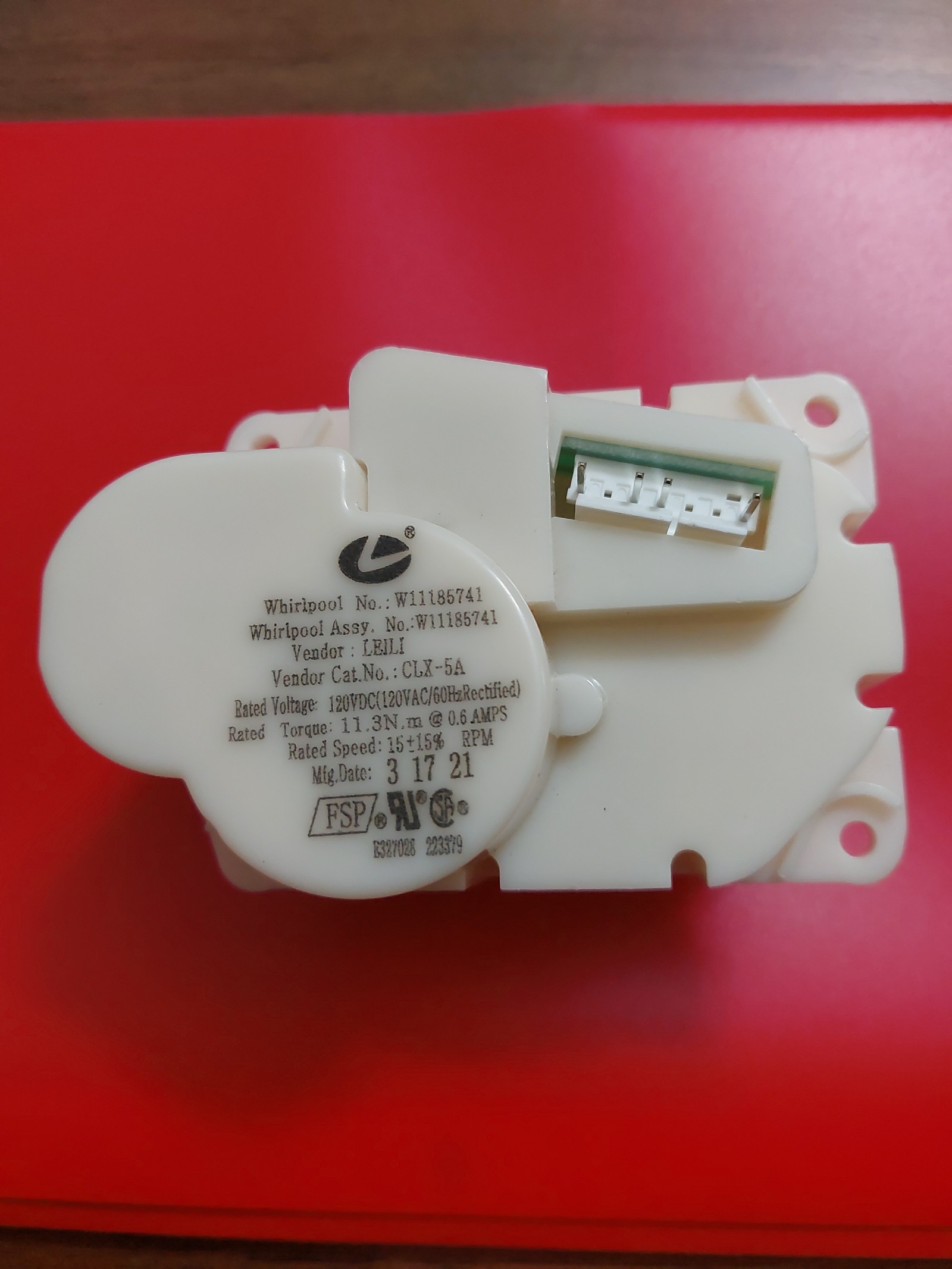 Auger motor for Whirlpool Refrigerator