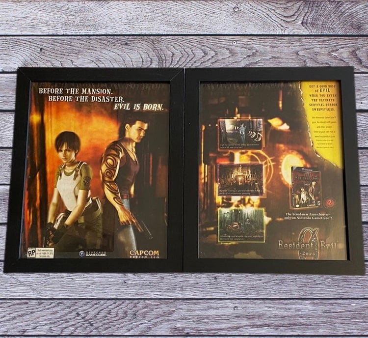00s Resident Evil Zero Nintendo Gamecube Survival Horror ~ Framed Original Ad