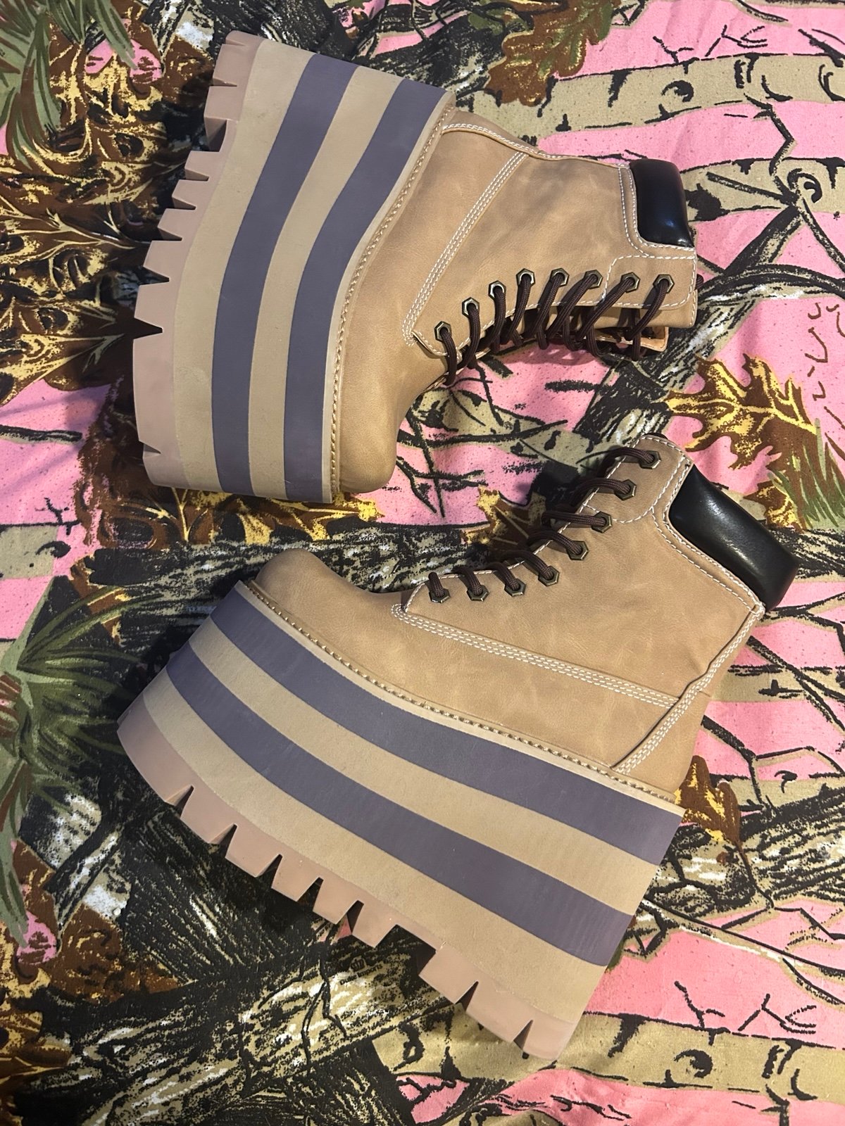 Dolls Kill Darker wavs platform timberland boots