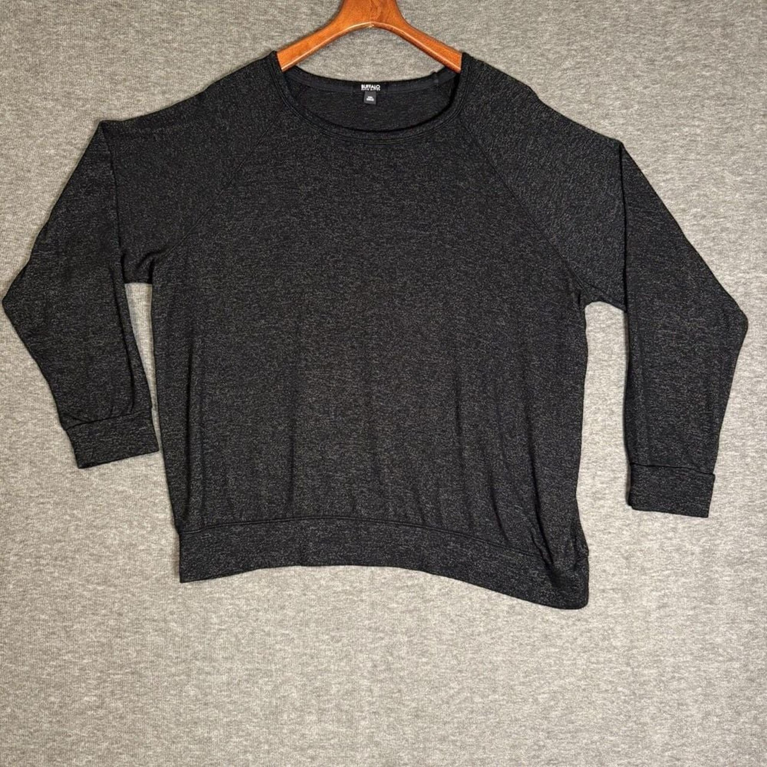 BUFFALO DAVID BITTON Women's Black Gray Speckled XXL Sweatshirt Sweater Pullover