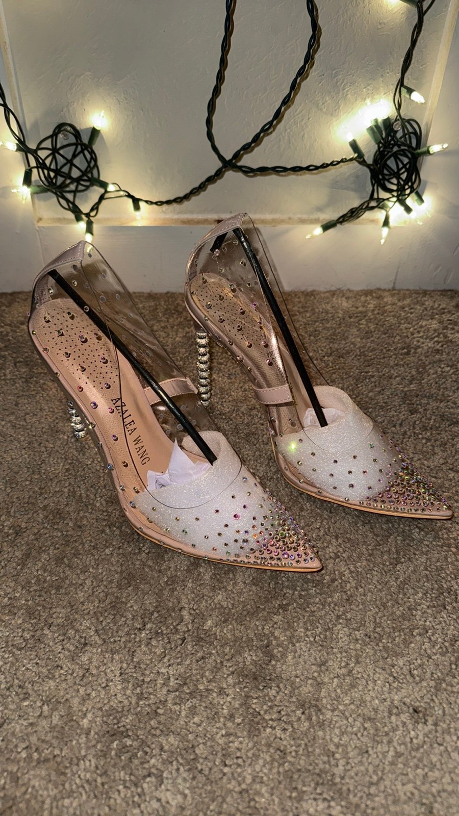 Elaine Bling: Nude Cinderella Rhinestone Stiletto PVC Pump 7.5