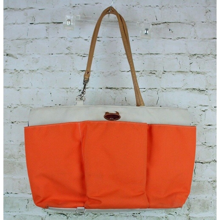 DANTE BEATRIX NY Eat Your Vegetables Canvas Tote Bag Orange Tan Purple Lining