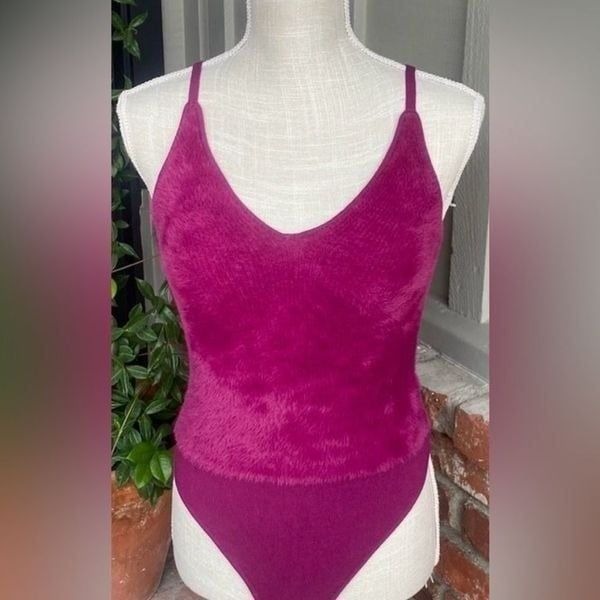 Intimately Free People Magenta Purple People Fuzzy Cami Bodysuit