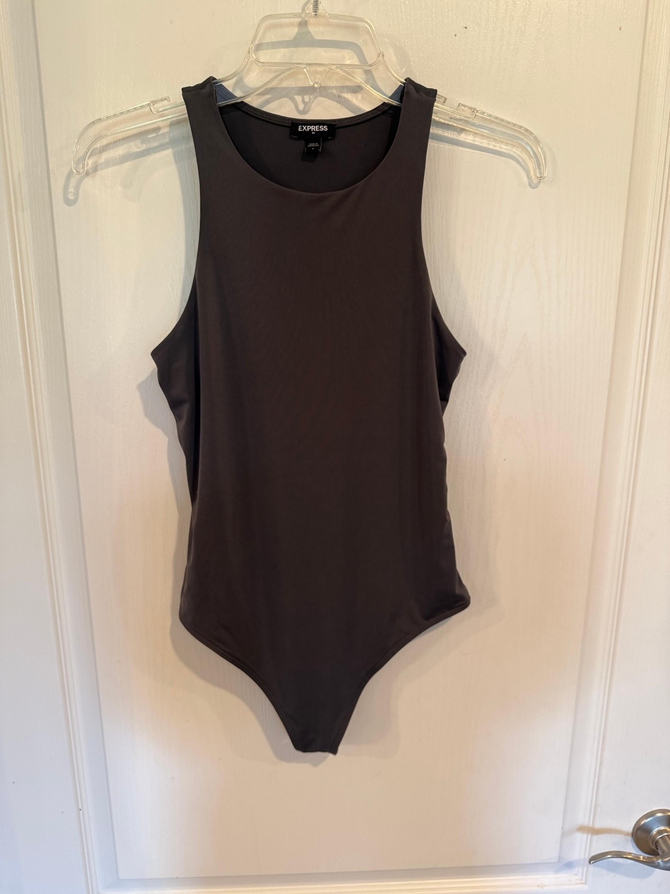 Express women’s dark gray sleeveless compression Thong Bodysuit size small