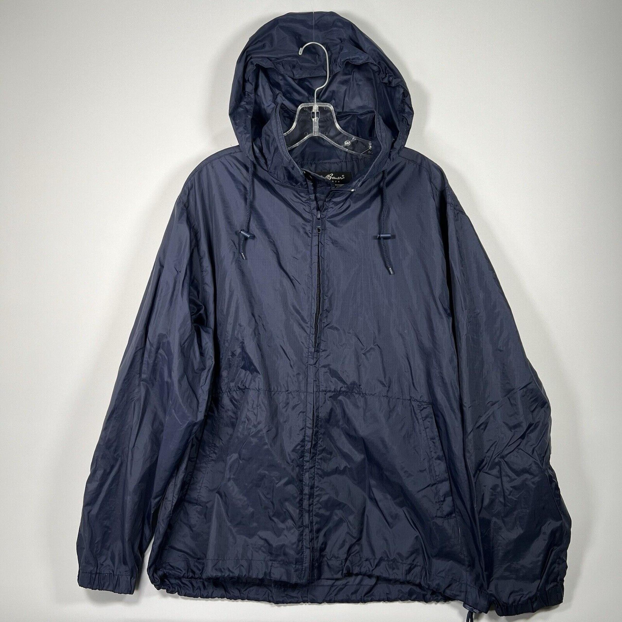 Eddie Bauer Sac Jac Hooded Nylon Windbreaker Rain Jacket Men’ Small Packable   M