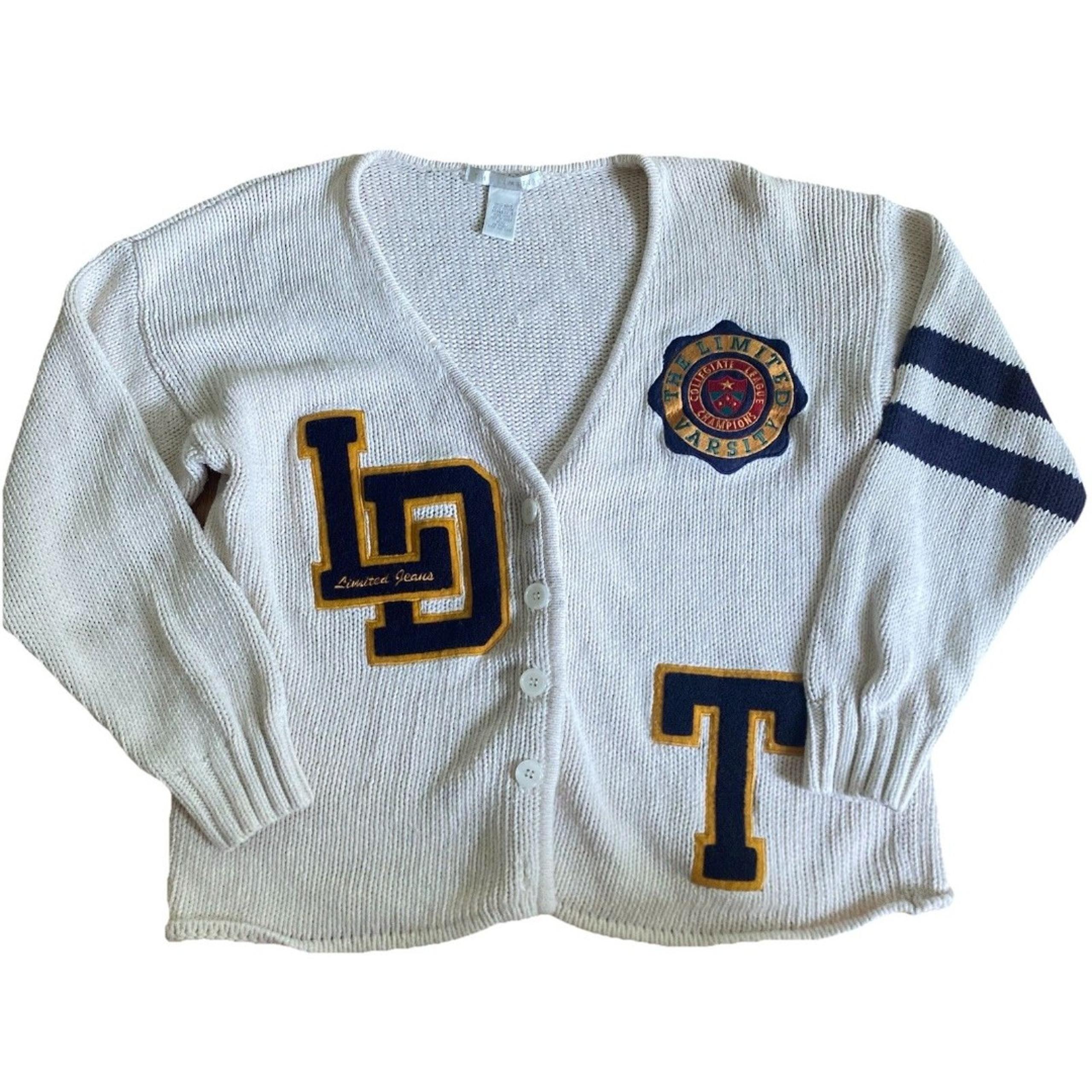Vintage The Limited Cable Knit Cardigan Sweater Y2K Preppy White/Cream/Ivory M/L