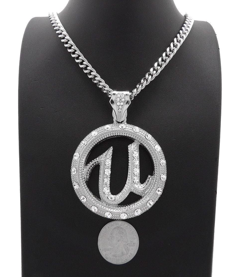 NEW USHER PENDANT &6mm 30” STAINLESS STEEL CUBAN CHAIN