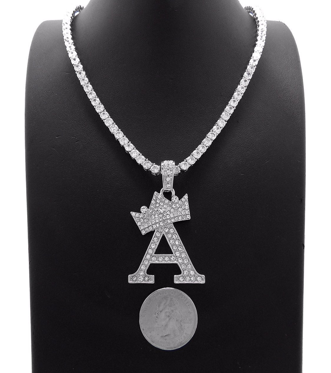 INITIAL A &20 CUBIC ZIRCONIA NECKLACE