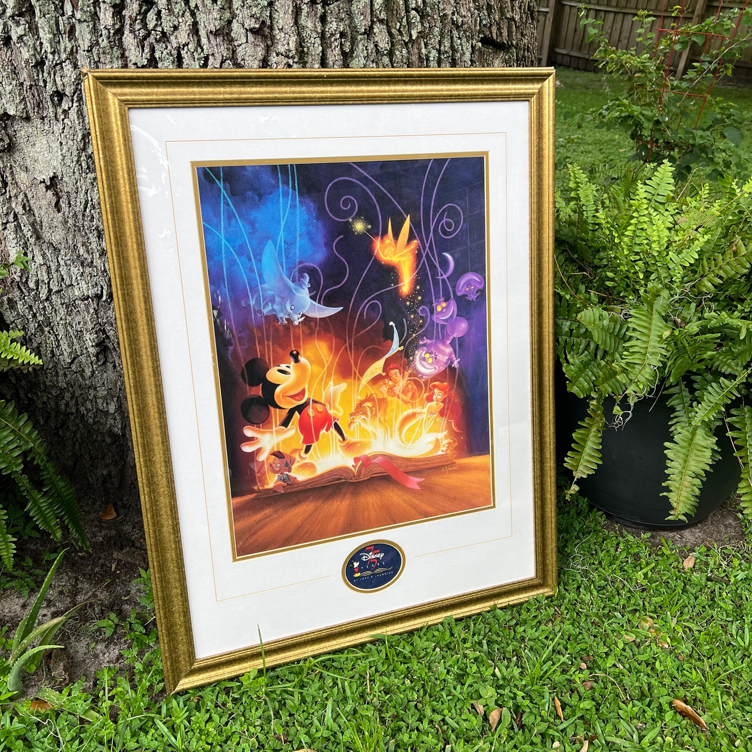 Disney Vintage Mickey Mouse 75 Years Of Love And Laughter Framed Art Print