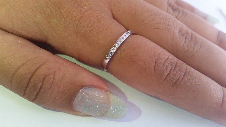 925 silver .18 ct real diamonds band sz 7