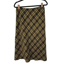 Vintage Green Black Heritage Plaid Midi Skirt