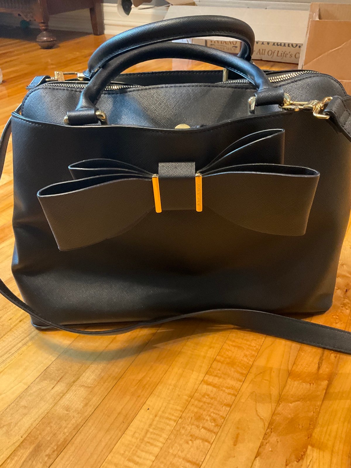 betsey johnson handbags Large Bow Black Handles Crossbody