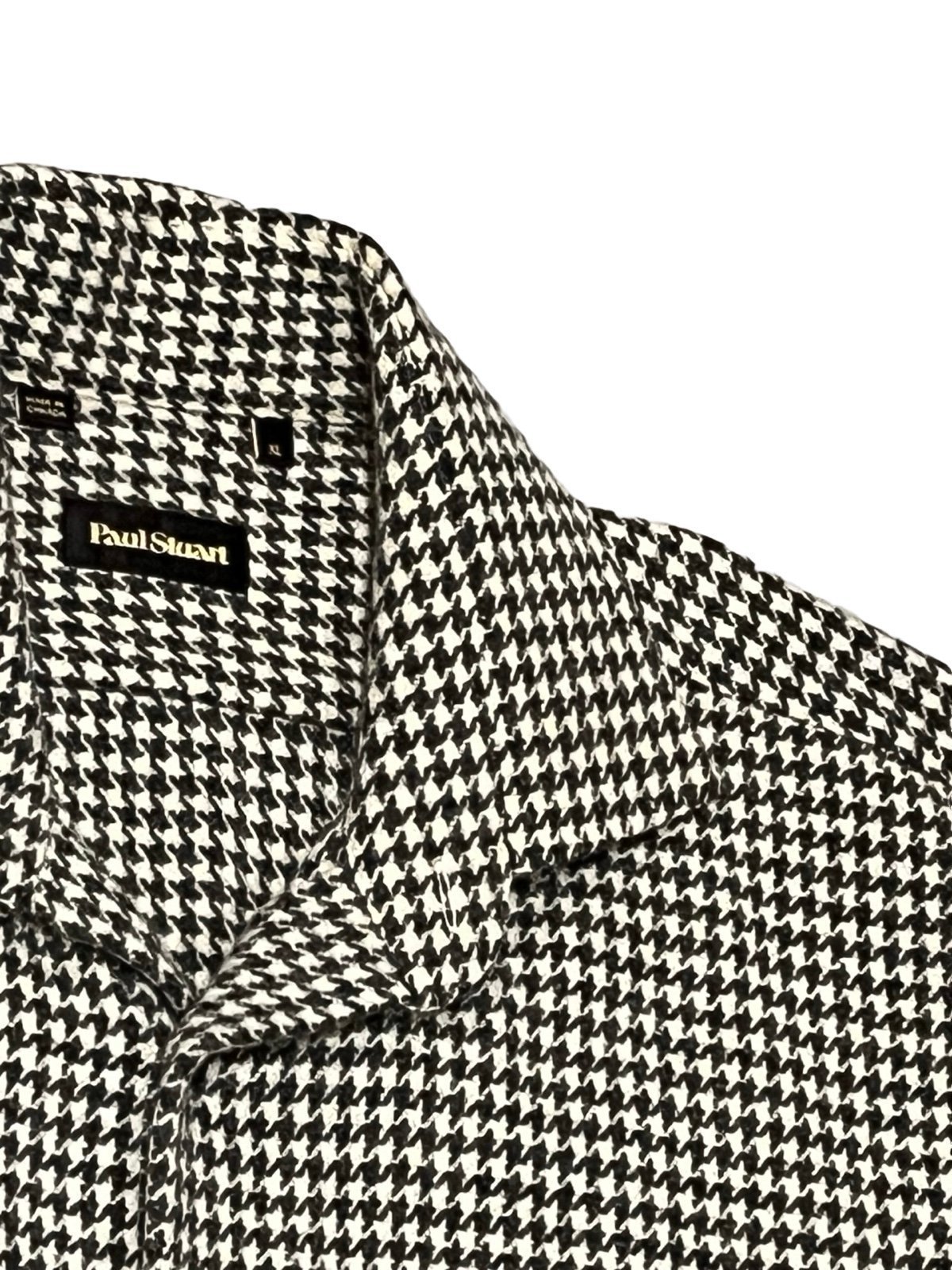 Paul Stuart Gray Off White Houndstooth Wool Shirt Sz XL Prep Old Money
