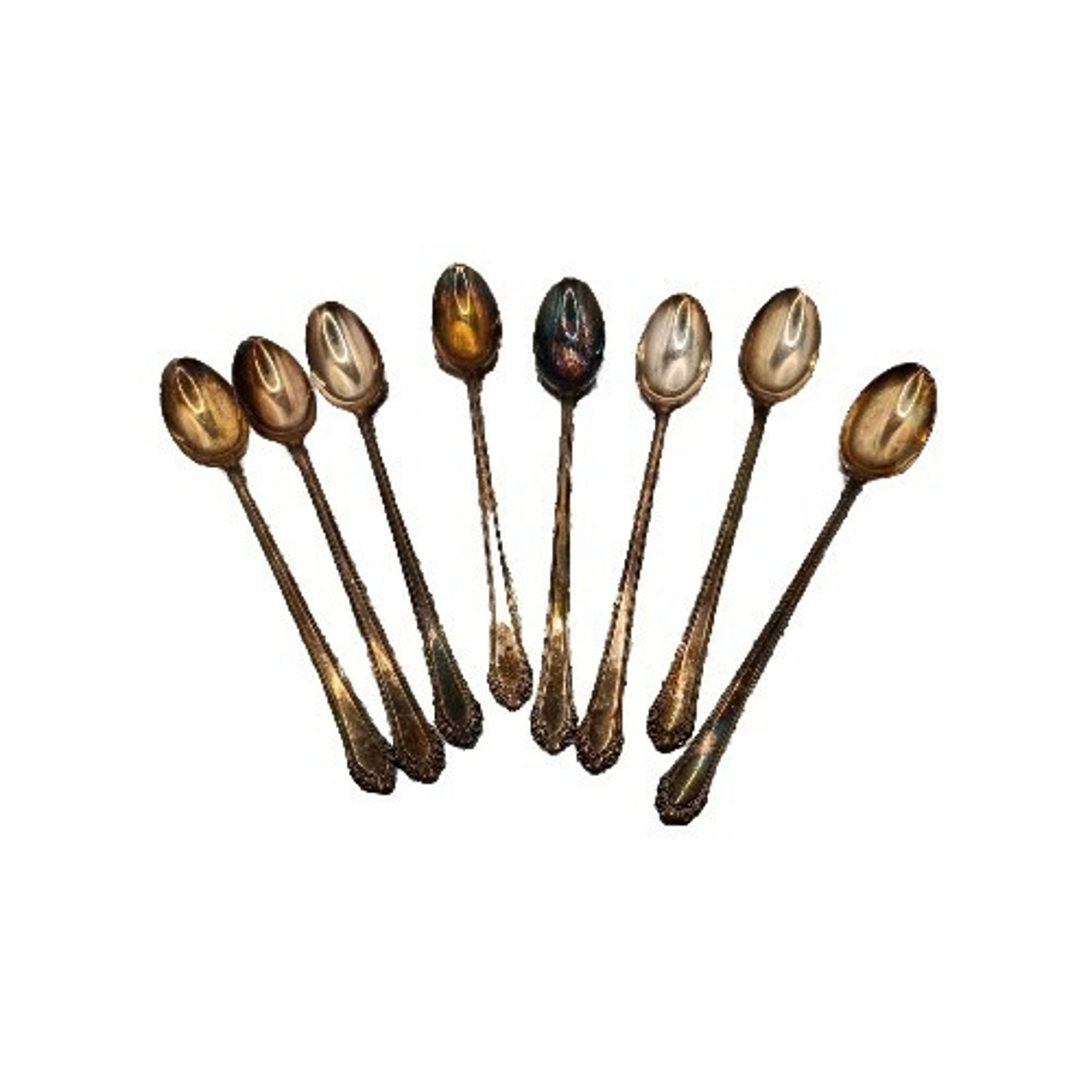 Gorham Cavalier 1937 Set of 8 Iced Tea Spoons 7 1/2 Silver Plate Flatware
