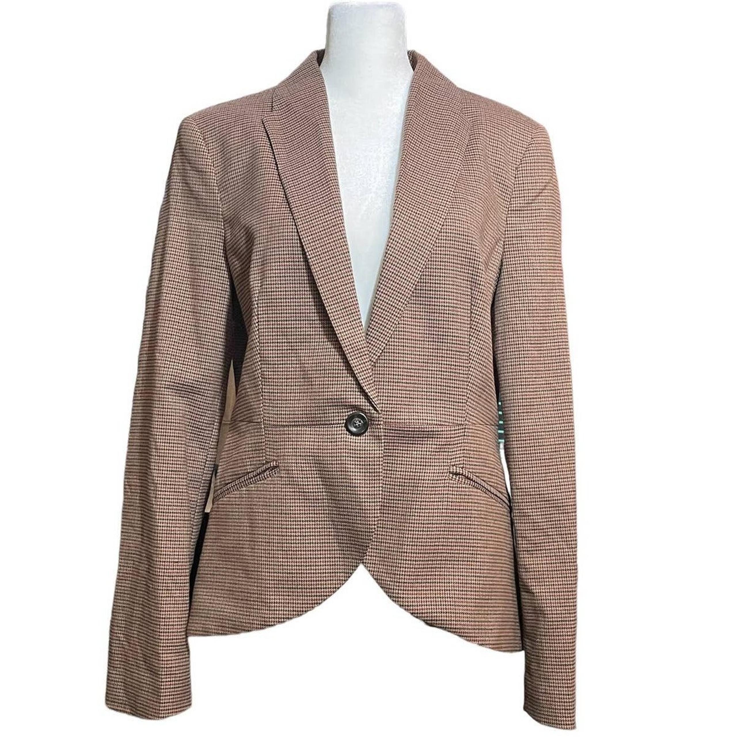 MNG Mango Blazer Women US 8 Houndstooth Tweed College Career Office Academia