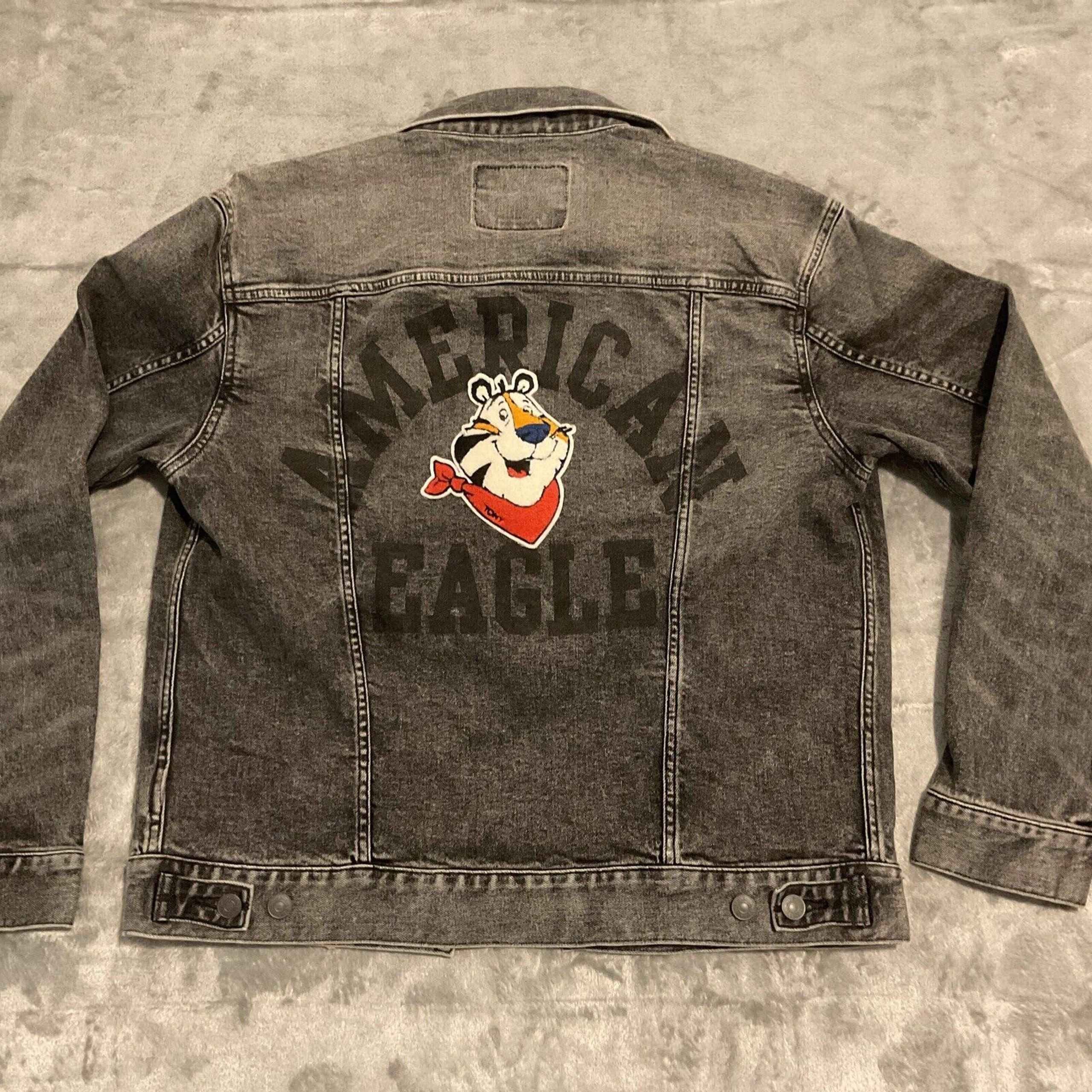 Vintage Style AMERICAN EAGLE Small 90s Tony The Tiger FrostedFlakes Denim Jacket