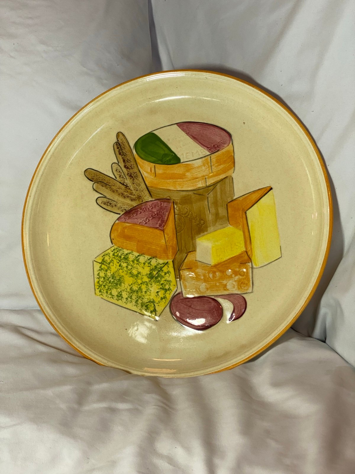 Vintage Los Angeles Potteries Italian Cheeses Cheese Platter Tray Plate 14.5