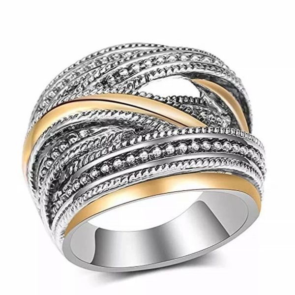 The Designer 2 Tone 925 Silver Statement Ring size 6