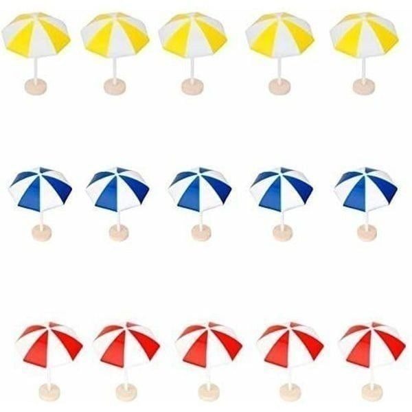 15pcs Miniature Sun Umbrella Beach Sun Umbrella PVC Micro Landscape Bonsai Doll