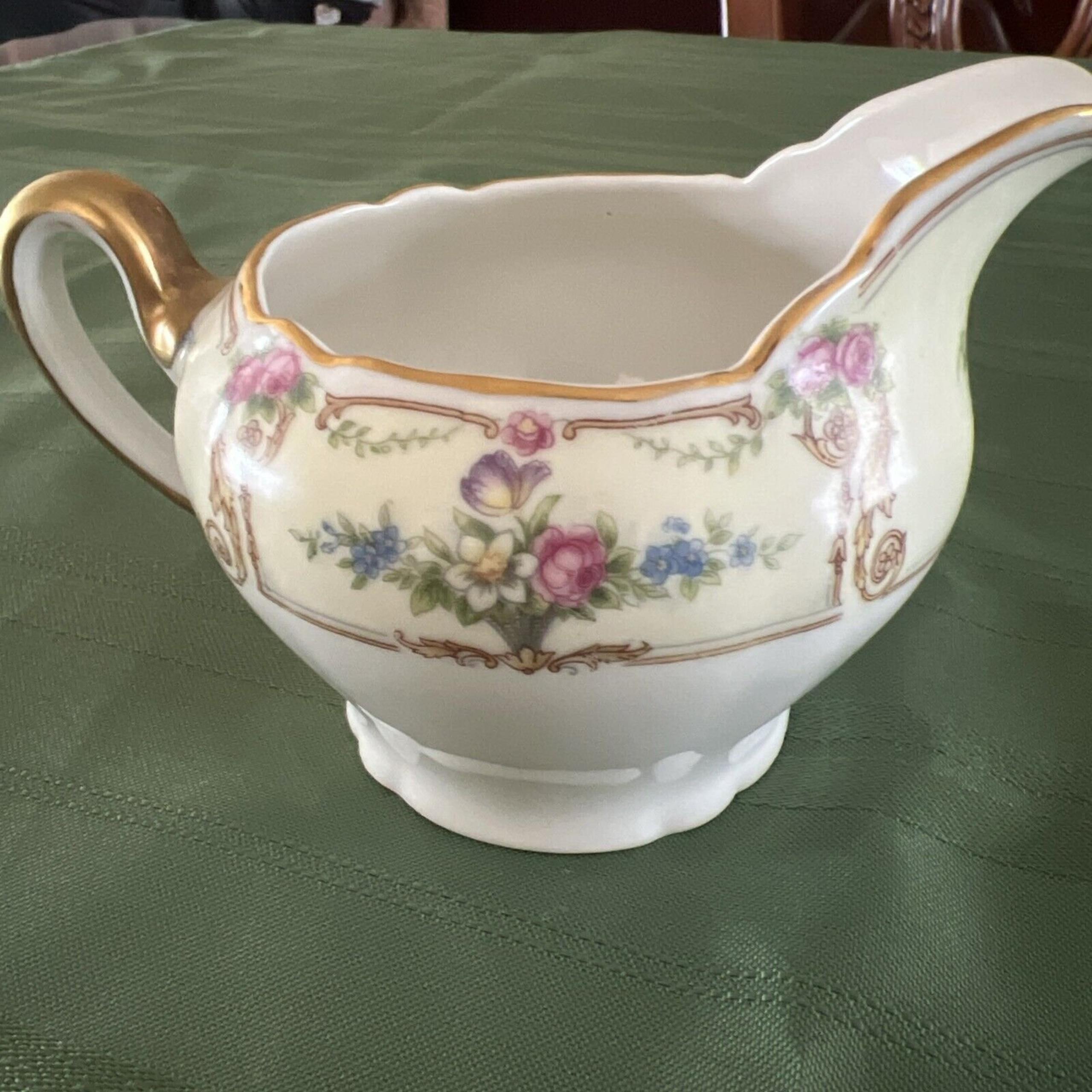 Vintage Paul Muller Selb Bavaria Minto Creamer Empress Painted & Gold Rim
