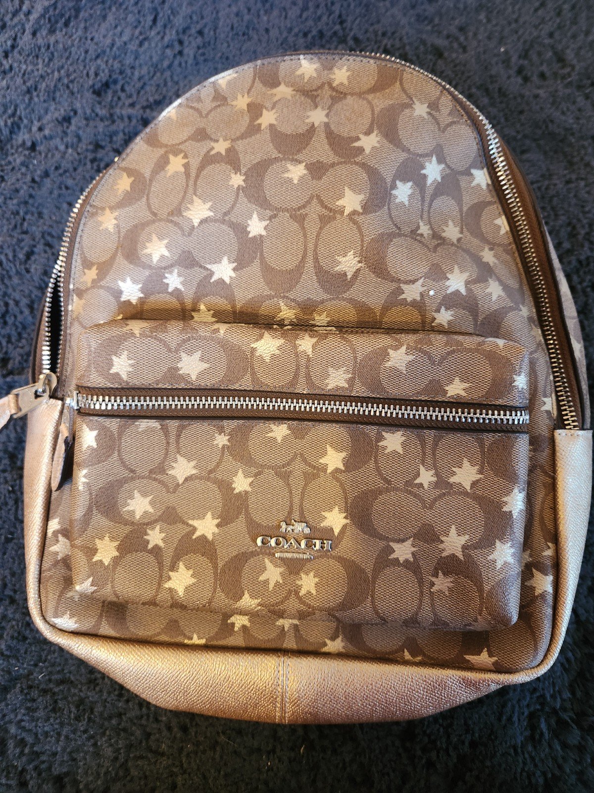 coach charlie star backpack gold / brown