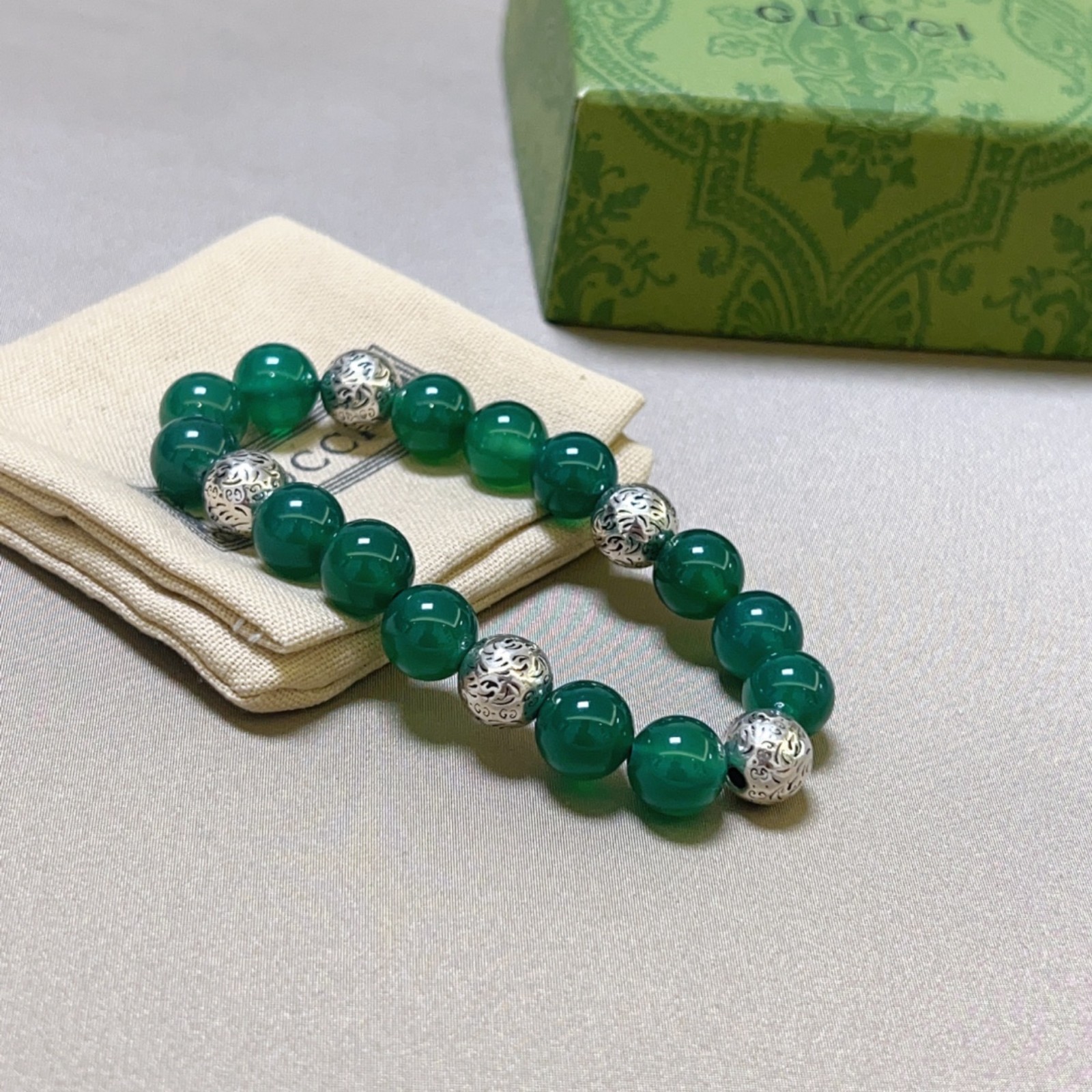 Natural green agate bracelet